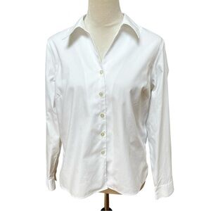 Jones Wear Essentials Size 14P Classic White Button-Up Women's Top